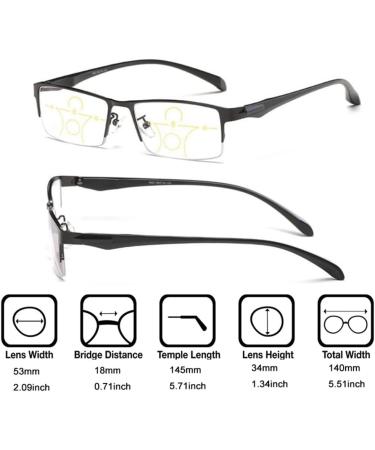 GHARAZ Progressive Multifocus Men's Reading Glasses - Photochromic Metal | 2.0+ Black Reading Aid - Buy Online on GoSupps.com
