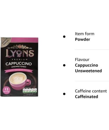 Lyons Premium Instant Coffee Bag Sachets | FabFinds Assorted Gift Mug (Cappuccino Unsweetened 8X 12Sachets) - Buy Online on GoSupps.com