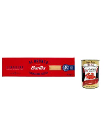 Italian Gourmet E.R. Barilla Linguine al Bronzo 400 g Raw Processing Method + Italian Gourmet Polpa 400 g (Pack of 20)