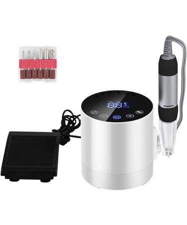 Electric Nail Drill Machine 35000 RPM Professional Nail Efile Nail Filer for Acrylic Nails Toenail Grinder Polisher Tools with Foot Pedal & 6 Drill Bits (Color : White)