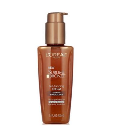 L'Oreal Paris Skincare Sublime Bronze Self-Tanning Serum Medium Natural Tan 3.4 fl. oz. 3.4 Fl Oz (Pack of 1)