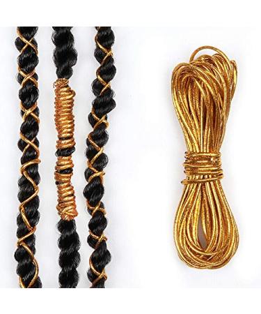 Elastic String Hair Accessories Metallic Cord Stretchy Ribbon Ties for Dreadlocks Braiding Hair (2M Gold)