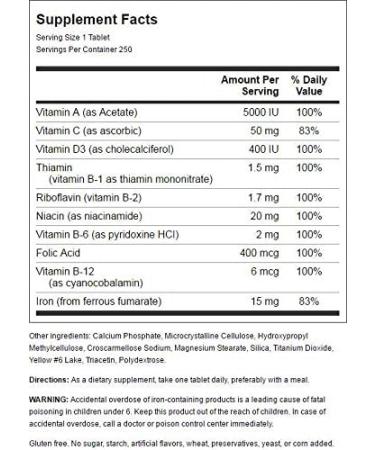 Daily Vite Plus Iron 250 Tabs - Essential Daily Multivitamin with Iron Supplement - Buy Online on GoSupps.com
