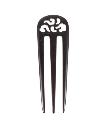Lurrose 3- Prong Hair Fork Vintage Style Hair Stick Handmade Carved 3- Prong Wooden Hairpin Chinese Decorative Accessory for Women