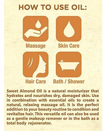 Organic Sweet Almond Oil 220 ML | USDA Organic Cold Pressed Carrier Oil for Skin Hair & Face - Buy Online on GoSupps.com