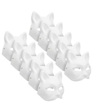 Alipis deliveries 10 pieces of cat masks empty hand-painted masks paintable cat masks paper masks masquerade-costume cosplay accessories props