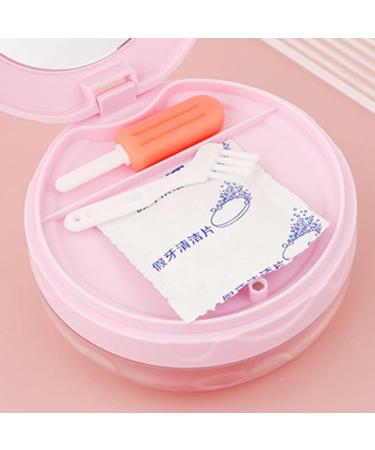 Verdant Touch 3-Layer Denture Box - Multifunctional Retainer Cleaning Case | Portable & Discharge-Proof Storage in Pink - Buy Online on GoSupps.com