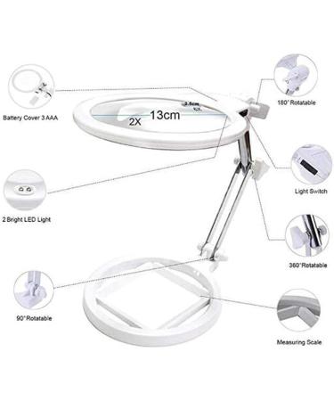 Desktop Magnifying Glass 2X 6X Led Foldable Magnifier Lamp Reading Glass Loupe for Reading Repair Hobbies White A Magnifying Glasses to Pursue Happiness - Buy Online on GoSupps.com