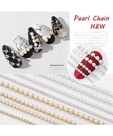 25cm Nail Art Metal Pearl Chain | Glitter Accessories for DIY Manicure | Gold & Silver Decoration Tools - Buy Online on GoSupps.com