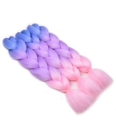 BACANA Ombre Braiding Hair Extensions 3Pcs Jumbo Box Braids 24inch - Pink/Blue/Purple - Buy Online on GoSupps.com