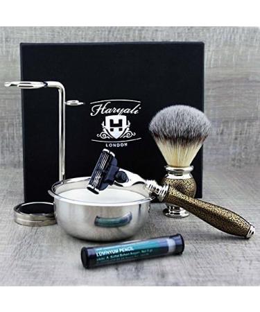 Premium Men's Grooming & Shaving Kit | 3 Edge Razor Badger Hair Brush Soap & Stand - Perfect Gift for Him - Buy Online on GoSupps.com
