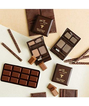 SKINFOOD Choco Eyebrow Powder Cake - Mineral Duo Palette with Real Cacao | Best Gift Ideas for Women & Friends - #1 Grey Khaki Black - Buy Online on GoSupps.com