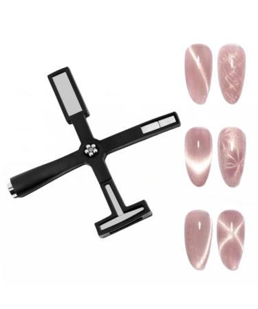 5 in 1 Nail Magnets for CatEye Gel Polish Tools 3D CatEye Nail Art Magnet Stick Tool Cateye Magnet Wand Multi-Function Nail Magnet Set Magnet Plate Wand Board Nail Art Accessories (Black)
