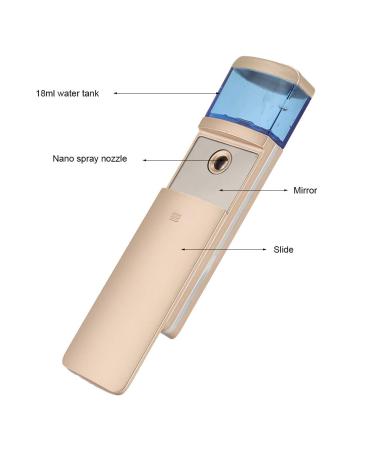Portable Nano Face Moisturizing Mist Sprayer - Hydrating Facial Humidifier (Gold) - Buy Online on GoSupps.com
