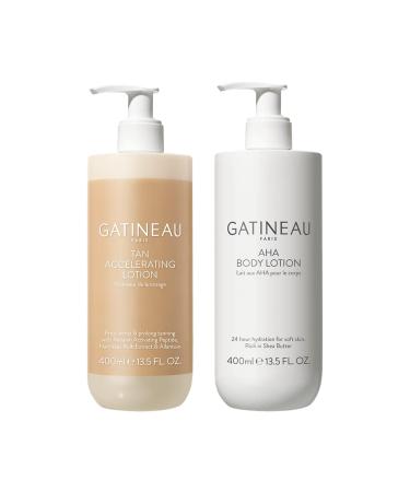 Gatineau - Tanning Accelerator Lotion and AHA Lotion Duo for Body and Face (Tanning Accelerator Lotion (400 ml) + AHA Body Lotion (400 ml))