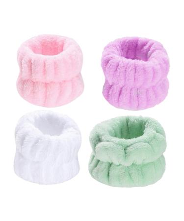 VICASKY 4paires Serviettes De Poignet Douces Pour Laver Le Visage Bracelet lastique Avec Dragonne Pour Nettoyage Quotidien