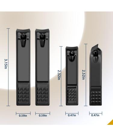 Premium Nail Clipper Set for Men and Women - Ultra Sharp Fingernail & Toenail Clippers for Thick Nails - 4PCS Black - Buy Online on GoSupps.com