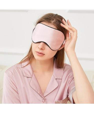 19 Momme 100% Pure Mulberry Silk Sleep Eye Masks Filled with Pure Mulberry Silk Effective Shading Luxury Eye Shade with Soft Adjustable Strap (Pink)