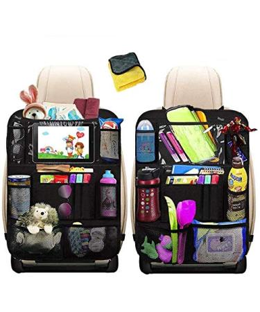 Heyham car backrest protection car seat organizer with bags back seat protection kick matte car back seat Organizer for children with a transparent large tablet iPad specialist coal black - Buy Online on GoSupps.com