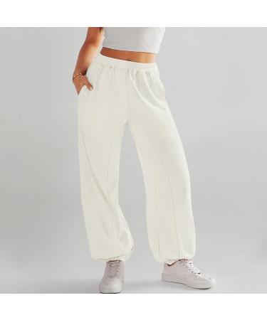 Women's Comfy Sport Gym Jogger Sweatpant Drawstring High Waist Trouser Causal Jogging Lounge Pants Jogging Bottoms Activewear 3260-ibzdv-c-white S - Buy Online on GoSupps.com