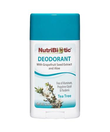 NutriBiotic Deodorant  Tea Tree with GSE  2.6 Ounce Stick | with Witch Hazel  Grapefruit Seed Extract  Aloe  Tea Tree & Peppermint | Vegan & Free of Aluminum  Paraben  Phthalates  Gluten & GMOs