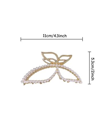 Metal Pearl Butterfly Hair Claw Clip with Rhinestones - Elegant Women's Hair Accessory - Buy Online on GoSupps.com