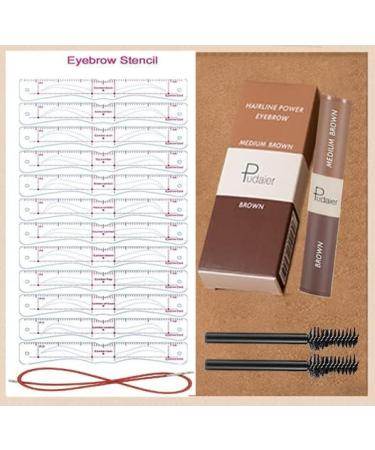 Eyebrow Stamp Double-ended Brow Cream Stamp with 2 Colour Long Lasting and Waterproof One Step Brow Stamp Shaping Kit 12 Reusable Eyebrow Template With Strap 2 Eyebrow Pen Brushes (Brown & Medium Brown) - Buy Online on GoSupps.com