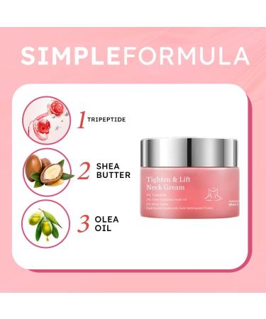 Amococo Neck Cream with Collagen&Tripeptide & Hyaluronic Acid Anti-Wrinkle Deep Hydration Skin Tightening Lifting Moisturizing Care Cream for Daily Use 1.6oz - Buy Online on GoSupps.com