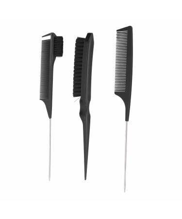 Double Sided Hair Dye Brush Professional Hair Salon Soft Nylon Dye Brush Rat Tail Comb for Highlighting