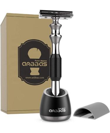 Absbas Black Long Handle Razor Plane Set Wet Shaving Rack for All Double Razor Blades - Perfect for Men & Women | International Shipping - Buy Online on GoSupps.com