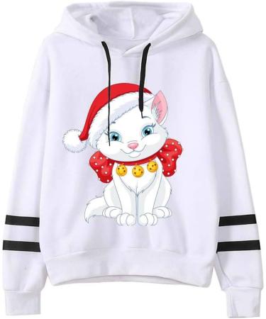 Bigfanshu Womens Tops Christmas Print Hooded Long Sleeves Sweatshirt Pullover Shirt - Buy Online on GoSupps.com
