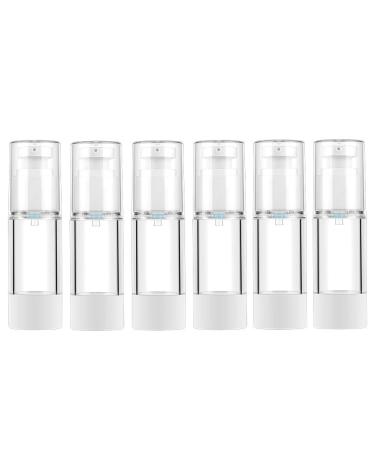 LONGWAY 1 Oz 30ml Clear Airless Cosmetic Cream Pump Bottle Travel Size Dispenser Refillable Containers/Foundation Travel Pump Bottle for Shampoo (Pack of 6)