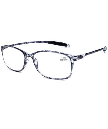 DOOViC Blue Light Filter Computer Reading Glasses for Unisex TR259-C (9 Colors) C9 Gray Tortoiseshell 2.25 x