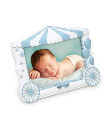 Isaac Jacobs 4x6 Resin Sentiments Baby Picture Frame, Display on Tabletop, Desk (White with Blue)