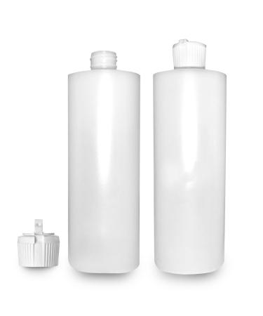 Plastic Cylinder Bottles with Flip Top Pour Spout - BPA-Free & Refillable Containers- Durable Bottles - Store Any Kind Liquid, Fragrances oils, lotions, soaps and more ( 16 oz 2 pack ) Romeriza.Inc
