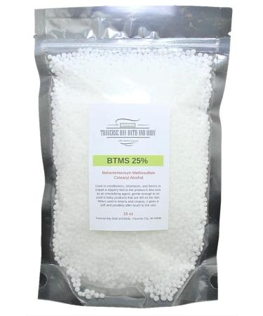 Traverse Bay Bath And Body BTMS Behentrimonium Methosulfate Cetearyl Alcohol 25% - 16 oz. Conditioning Emulsifier Resealable stand-up moisture barrier pouch. 16 Ounce (Pack of 1)