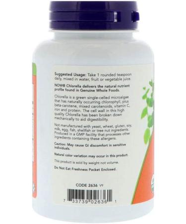 Now Foods Organic Chlorella Powder 4 oz | Superfood for Detox & Nutrition - Buy Online on GoSupps.com
