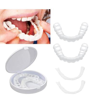 Healthyare Dentures Teeth Temporary Teeth Perfect Fake Teeth and Whitening Alternative Smile Snap Tooth (1Top+ 1Bottom+2Adhesives), S