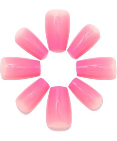 Coffin False Nails Rose Pink Gradient Press on Nails French Short Fake Nails Ballerina Acrylic Stick on Nails 24pcs for Women and Girls 1 count (Pack of 1) Multi-colored - Buy Online on GoSupps.com
