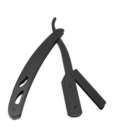 Premium Straight Shaver & Manual Razor for Men | Stainless Steel Hair Removal Tool for Eyelashes - Black - Buy Online on GoSupps.com