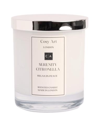 Essential Oils Scented Candle | Calming Relaxing | Perfect for Gift | 300ml | Burning Time 90h (Serenity Citronella) Citronella + Lemongrass