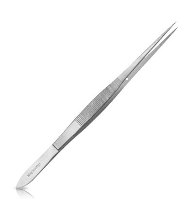 May universal tweezers 20 cm household tweezers with straight and fine tip - serrated inside - stainless steel