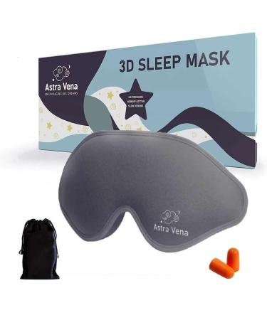 ASTRA VENA Sleep Eye Mask with Blockout Light - Memory Foam 3D Contoured Sleep Mask - Eye Cover & Soft Weighted Sleep Mask - Blindfold Sleeping Mask for Women Men (Grey)