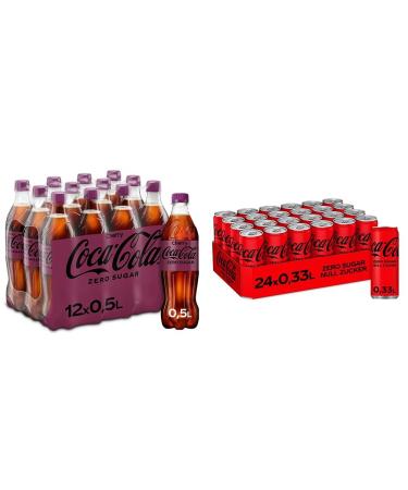 Coca-Cola Zero Sugar Cherry-fruity soft drink with cherry taste & zero Sugar-caffeinated soft drink with original Coca-Cola taste bundle with soft drink
