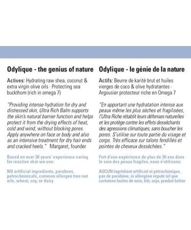 Ultra Riche Odylique Balm 50g | Moisturizing Cream for Very Dry or Eczema Prone Skin | Soothing Balm for Irritated Skin | Emollient Anti Itch Cream | 100% Natural Organic Balm for Dehydrated Skin - Buy Online on GoSupps.com