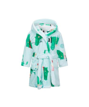 Xinne young girls soft bathrobe cute pattern robing toddler baby flannel hoodie pajamas nightwear amazing green 100