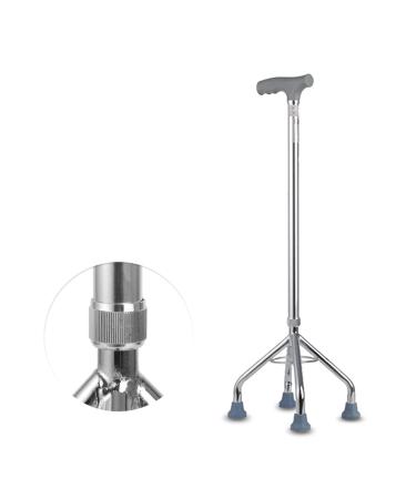 Lightweight Four Legged Cane with Soft Grip Handle Height Walking Stick with Slip Resistant Rubber Tips Silver Star of Light