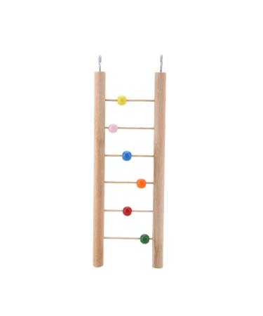 Parrot Wooden Ladder Perch Pet Birds Climbing Hanging Swing Toy for Parakeet Cockatiel Macaw African Grey Cockatoo Lovebird Finch(Beads)