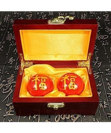 Baoding Balls Set - Stress Relief & Hand Exercise - Dark Red Chinese Massage Balls for Adults | Natural Health Tool - Buy Online on GoSupps.com
