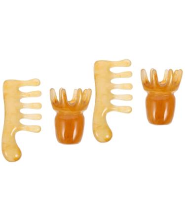 Healvian 4 pieces Massage comb from Harz Haar massage anti-aging-guasha-board jade comb wide tooth comb gua Sha comb for the scalp tool chinese scratch board massage device